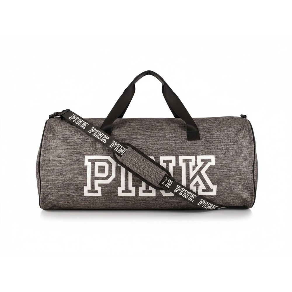 Victoria's Secret‎ PINK Duffel Bag Womens OS Gray Excellent Heathered Gym Travel